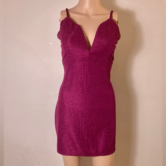 Maroon Glittery Bailey Blue XL Bodycon Formal Prom Dress - Picture 3 of 10